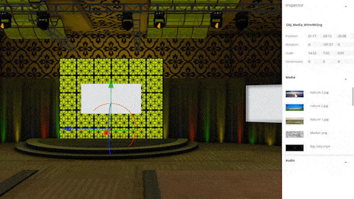 Animation of the Media tool resizing as different images are selected in the inspector.