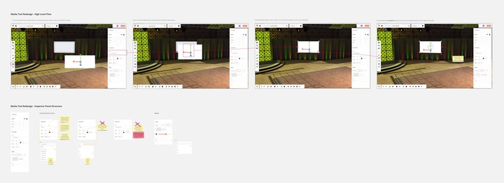 Mockups of UI elements have been overlayed on screenshots of the current product.